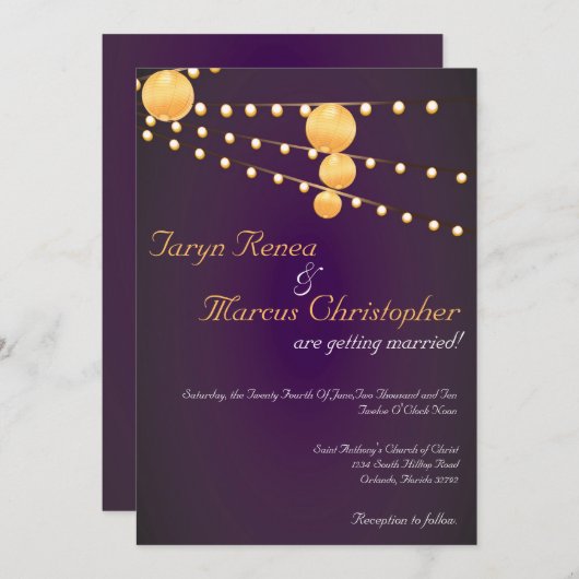 Lanternes en papier 5x7 Faire-part de mariage en l (Devant / Derrière)