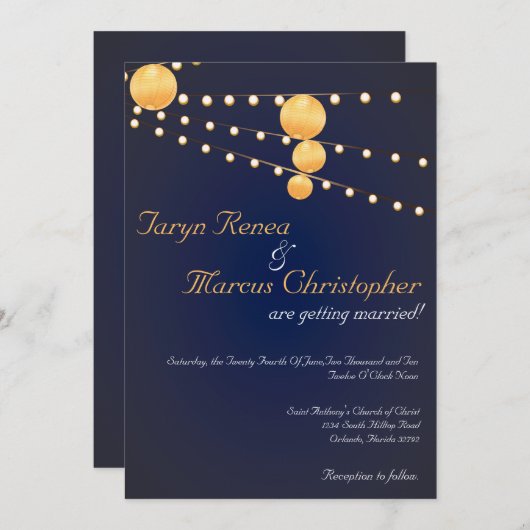 Lanternes en papier 5x7 Faire-part de mariage en l (Devant / Derrière)