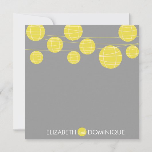 Lanternes en papier à pendage jaune Faire-part de  (Dos)