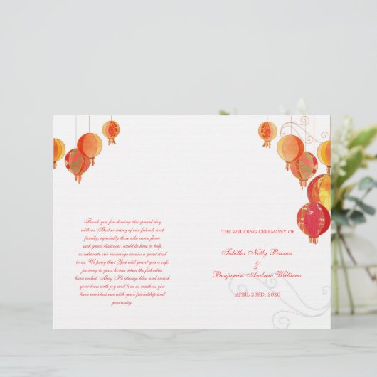 Lanternes en papier rouge Mariage blanc Bi program (Debout devant)