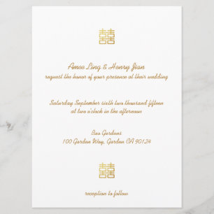 Lanternes Gold Double Bonheur Invitations chinois