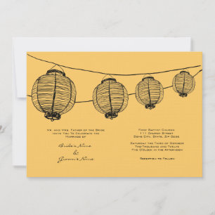 Lanternes noir et jaune Faire-part de mariage