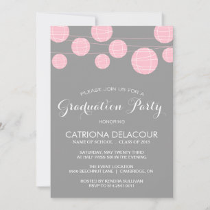 LANTERNES ROSES ET GRIS GRADUISES INVITATION DE LA