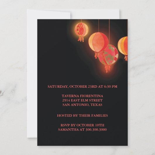 Lanternes rouges : Invitations Fiançailles (Dos)