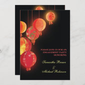 Lanternes rouges : Invitations Fiançailles (Devant / Derrière)