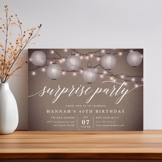Lanternes rustiques Invitation de la fête surprise