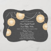 Lanternes sur Burlap gris Faire-part de mariage 2 (Devant / Derrière)