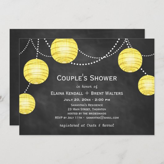 Lanternes sur Chalk Couple's Shower Invitation en  (Devant / Derrière)