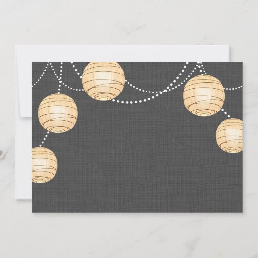 Lanternes sur Grey Burlap Invitation (Dos)