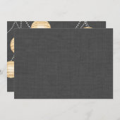 Lanternes sur Grey Burlap Invitation (Devant / Derrière)