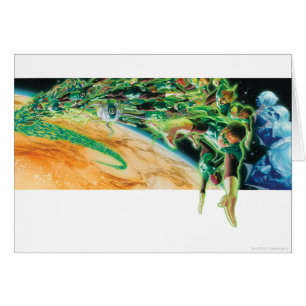 Lanternes vertes volant dans l'espace