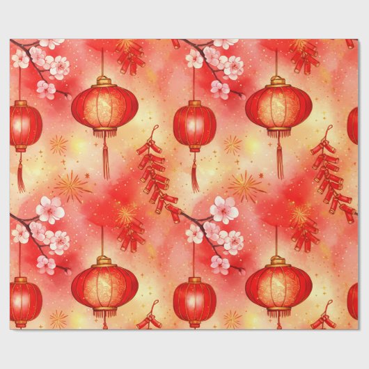 Lanterns glow, firecrackers burst, and blossoms bl cadeaupapier (Vlak)
