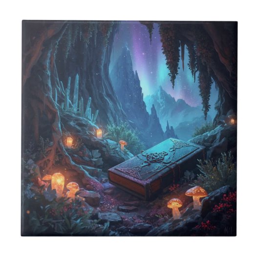 Lanterns, Mushrooms, and a Book Tegeltje (Voorkant)