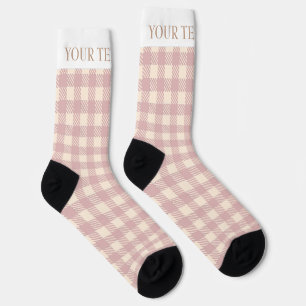 Lanvander bleke paarse gingham preppy plaid gecont sokken