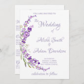 Lanvender Bouquet Wedding Invitation Kaart (Voorkant / Achterkant)