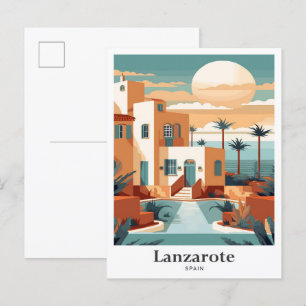 Lanzarote Spanje Art Travel Portret Illustratie Briefkaart