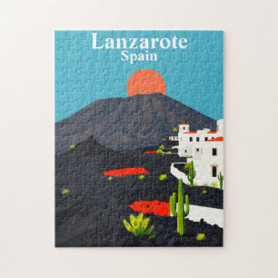 Lanzarote, Spanje Vintage Reis Vulkanisch Landscha Legpuzzel