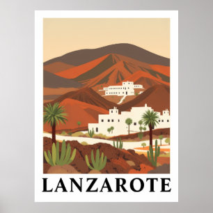 Lanzarote Spanje Vintage Reis Woestijn Kunstprint Poster