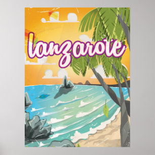 lanzarote vintage poster cartoon
