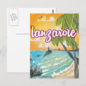 lanzarote vintage poster cartoon briefkaart (Voorkant / Achterkant)