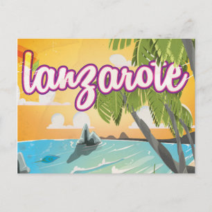 Lanzarote vintage strand reisposter cartoon briefkaart