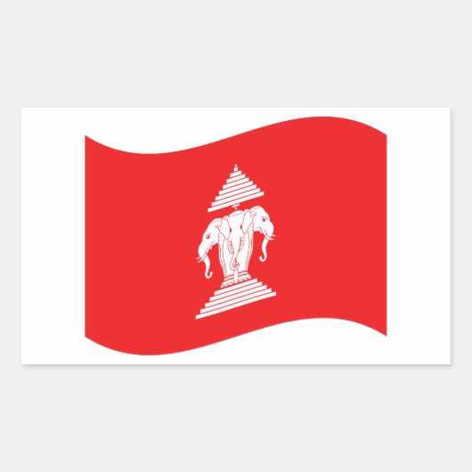 Lao Erawan Three Headed Elephant Flag Wave Rechthoekige Sticker (Voorkant)