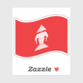 Lao Erawan Three Headed Elephant Flag Wave Sticker (Vel)