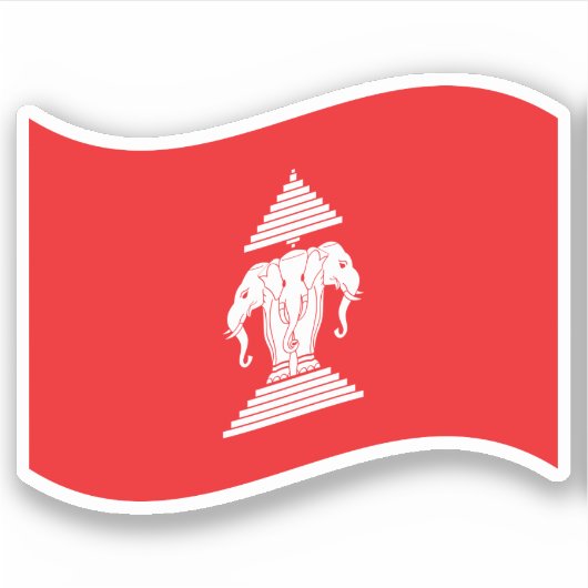 Lao Erawan Three Headed Elephant Flag Wave Sticker (Voorkant)