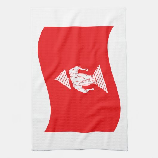 Lao Erawan Three Headed Elephant Flag Wave Theedoek (Verticaal)