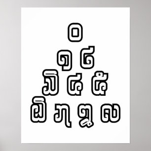 Lao / Laos Nummers piramid Laotian Language Script Poster