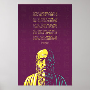 Lao Tzu citeert: Bekijk uw gedachten Poster