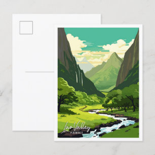 Lao Valley Hawaii Reizen Illustratie Briefkaart