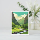 Lao Valley Hawaii Reizen Illustratie Briefkaart (Staand voorkant)
