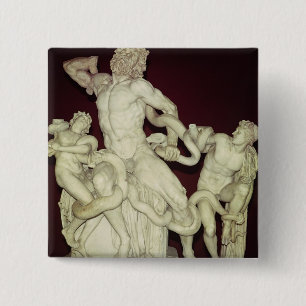 Laocoon, Hellenistisch origineel, 1e eeuw Vierkante Button 5,1 Cm