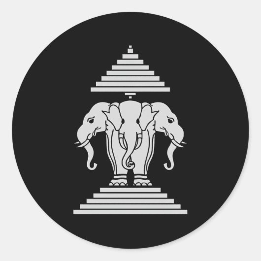 Laos 3: Elephant Erawan Lao Ronde Sticker (Voorkant)