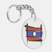 Laos Brush Flag Sleutelhanger (Voorkant Links)