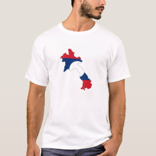 laos country flag map form silhouette symbol t-shirt