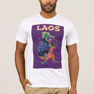Laos Draak vintage stijl reisposter T-shirt
