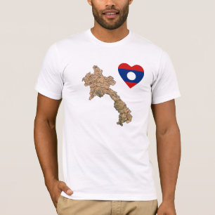 Laos Drapeau Coeur et carte T-shirt
