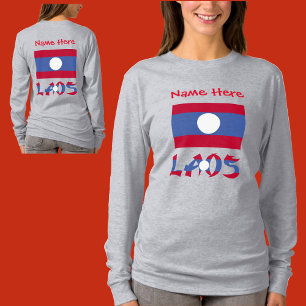 Laos en Laotiaanse Vlag Rood Personalisatie T-shirt