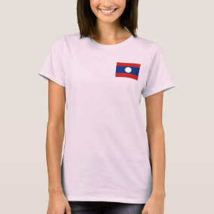 Laos Flag and Map Dk T-Shirt