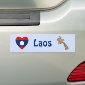 Laos Flag Heart + Map Bumpersticker (Op auto)