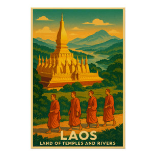 Laos, het land van de tempels en rivieren perfect poster