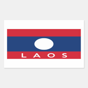 Laos land vlag naam tekst rechthoekige sticker