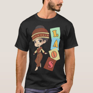 Laos Laotian Proud Flag Traditional Dress Lao T-shirt