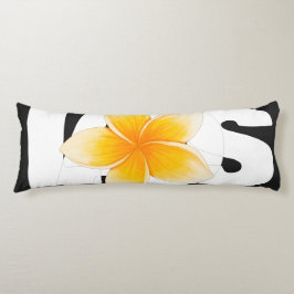 Laos Love Frangipani Flower Black and White Lichaamskussen