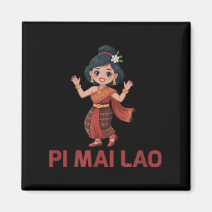 Laos Nieuwjaar Meisje Pi Mai Lao Magneet