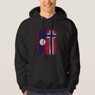 Laos Noorwegen Halve Vlag Laotiaanse Noorse Afkoms Hoodie