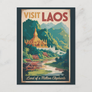 Laos Pha That Luang Illustratie Reis Kunst Briefkaart