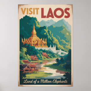 Laos Pha That Luang Illustratie Reis Kunst Poster